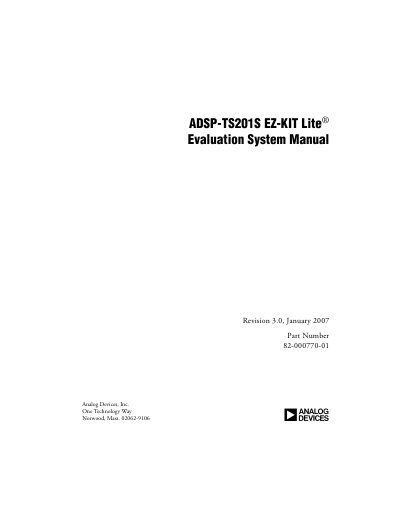Analog Devices ADSP-TS201S EZ-KIT Lite Evaluation System User Manual - cover page