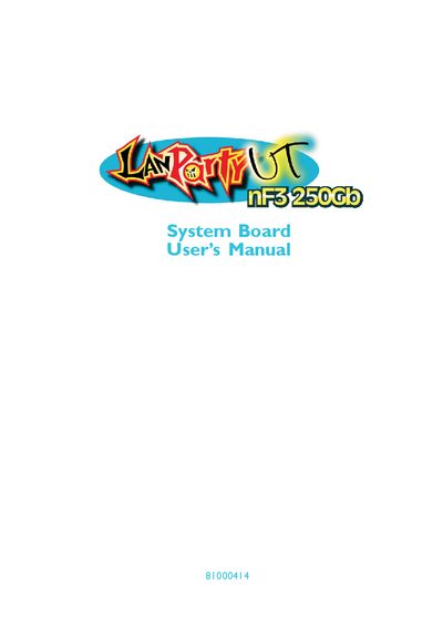 UT nF3 250Gb Motherboard User Manual - cover page