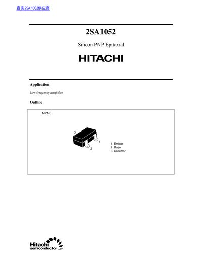 Hitachi 2SA1052 Datasheet - cover page