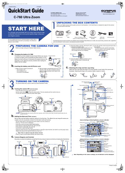 Olympus C-760 Ultra Zoom QuickStart Guide - cover page