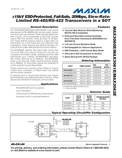 Maxim MAX3060E/MAX3061E/MAX3062E Datasheet