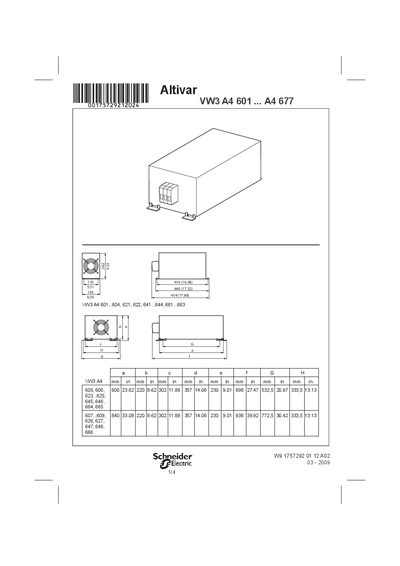 Schneider Altivar VW3 A4 601 ... A4 677 handbook - cover page