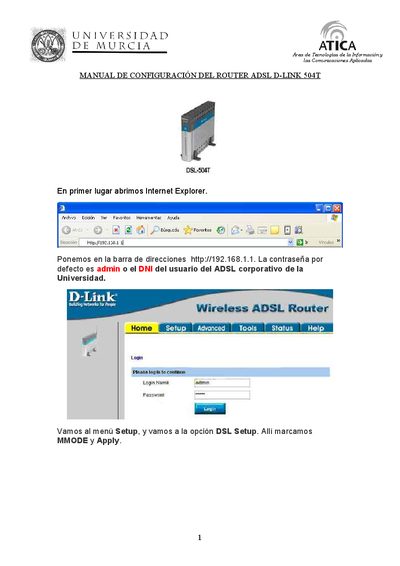 D-Link 504T ADSL Router Configuration Manual - cover page
