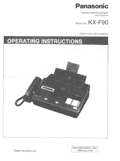 Panasonic KX-F90 Telephone Answering System Operating Instructions