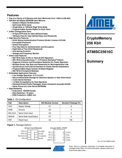 Atmel AT88SC25616C Datasheet Handbook - cover page