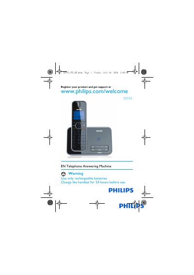 Philips ID555 Telephone Answering Machine User Guide - cover page