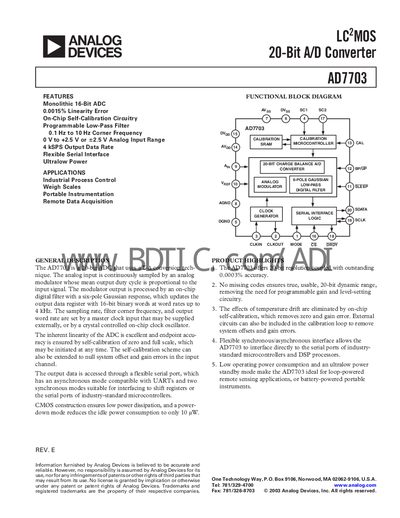 Analog Devices AD7703 Datasheet Handbook - cover page