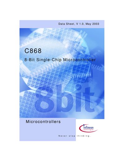Infineon C868 Microcontroller Data Sheet - cover page