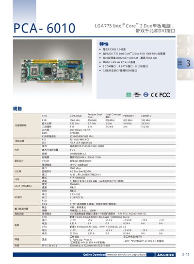 Advantech PCA-6010 Motherboard Manual