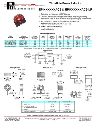 EPIXXXXXXAC5 EPIXXXXXXAC5-LF Thru-Hole Power Inductor(1) - cover page