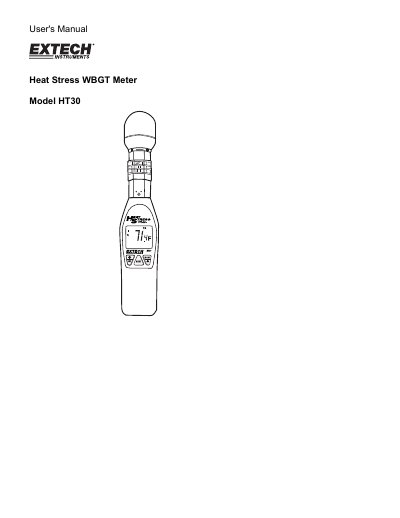 Extech HT30 Heat Stress WBGT Meter User's Manual