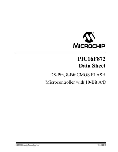 Microchip PIC16F872 Datasheet - cover page