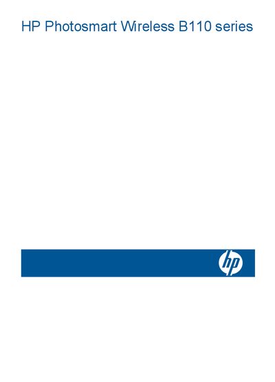 HP Photosmart Wireless B110 Series User Manual - cover page