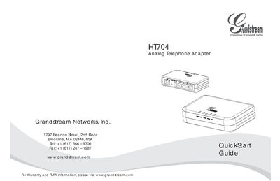 Grandstream HT704 Analog Telephone Adapter Quick Start Guide - cover page