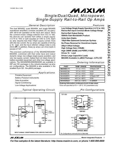 Maxim MAX492/MAX494/MAX495 Datasheet - cover page
