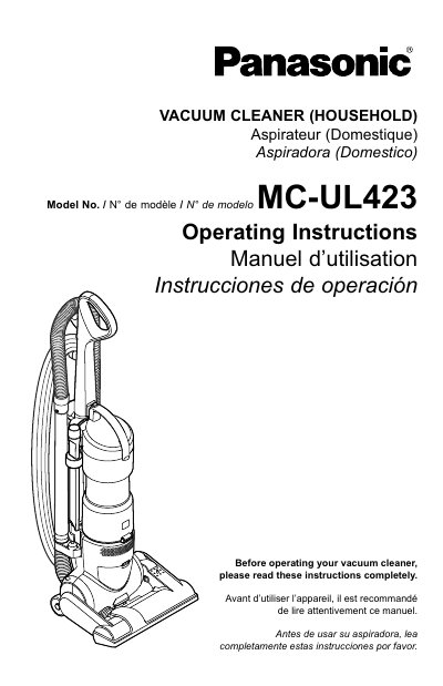 Panasonic MC-UL423 Vacuum Cleaner Operating Instructions - cover page