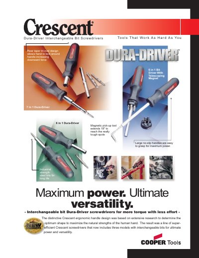Cooper 7 in 1 Dura-Driver Product Leaflet - cover page