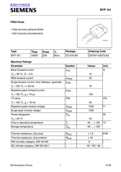 SIMENS BYP 101 DATA SHEET - cover page