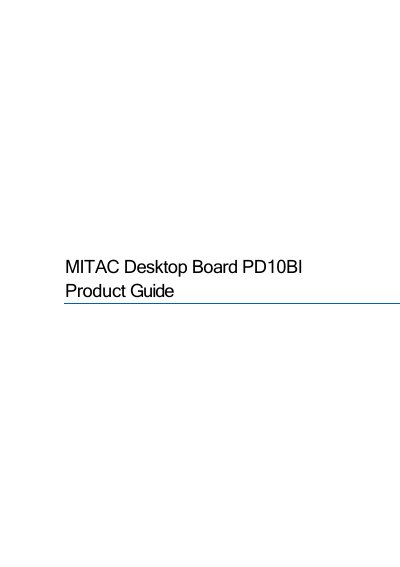 MITAC PD10BI Desktop Board User Manual - cover page