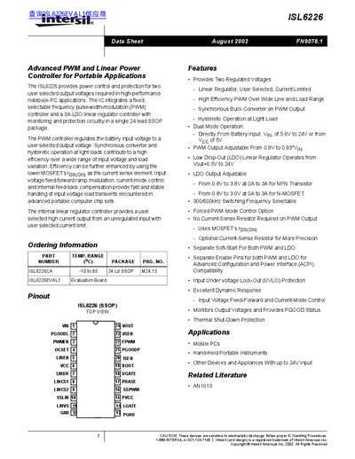 Intersil ISL6226 Datasheet - cover page