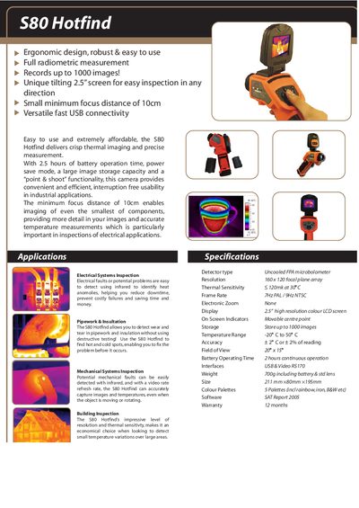 ICODATA S80 Hotfind Product Leaflet - cover page