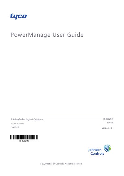 Johnson Controls PowerManage User Guide - cover page