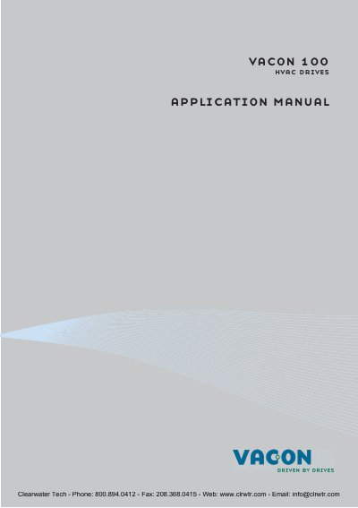Vacon 100 HVAC Drive Application Manual - cover page