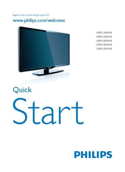 Philips 42PFL7409/93 47PFL7409/93 42PFL9509/93 47PFL9509/93 52PFL9509/93 TV Quick Start Guide - cover page