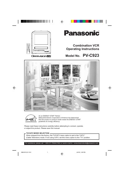 Panasonic PV-C923 Combination VCR Operating Instructions - cover page