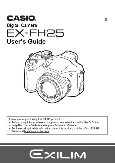 Casio EX-FH25 Digital Camera User's Guide - cover page