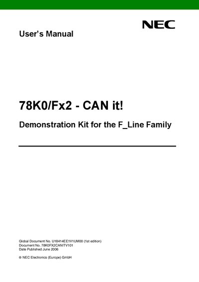 NEC 78K0/Fx2 CAN it! User Manual - cover page