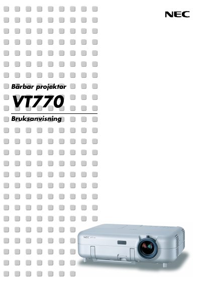 NEC VT770 Projector User Manual - cover page