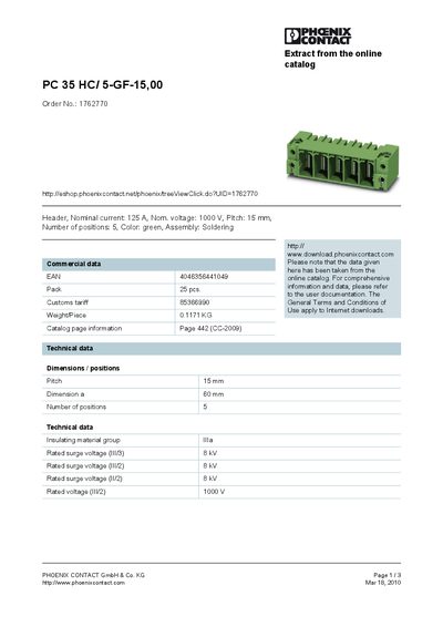 Phoenix Contact PC 35 HC/5-GF-15,00 Product Leaflet - cover page