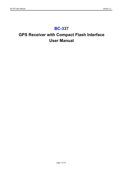 BC-337 GPS Receiver User Manual - cover page
