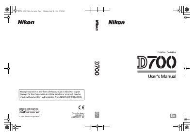 Nikon D700 Digital Camera User Manual