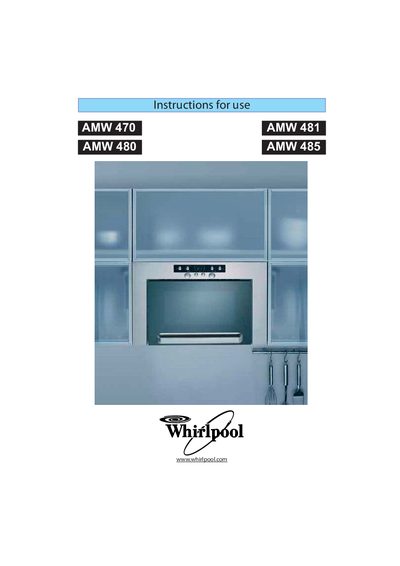 Whirlpool AMW 470/480/481/485 Microwave Oven User Manual - cover page