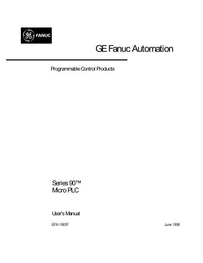 GE Fanuc Series 90 Micro PLC User Manual - cover page