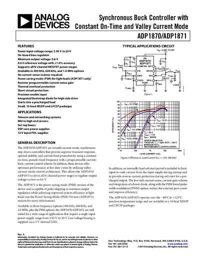 Analog Devices ADP1870/ADP1871 Synchronous Buck Controller Data Sheet - cover page