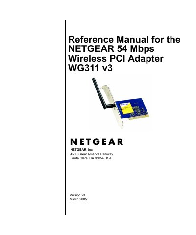 NETGEAR WG311 v3 Wireless PCI Adapter Reference Manual