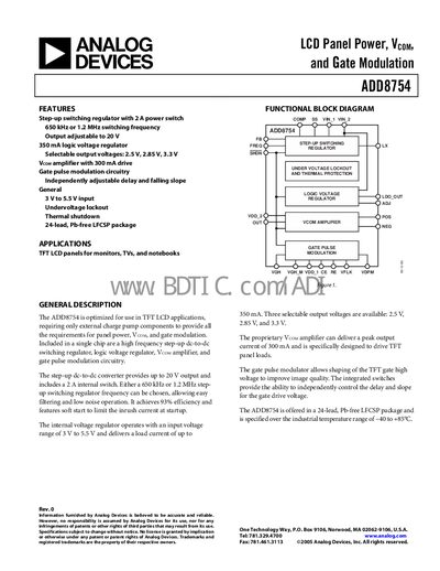 Analog Devices ADD8754 Datasheet - cover page