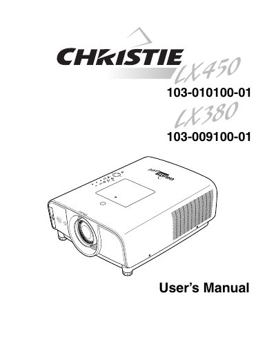 CHRISTIE LX450 103-010100-01 LX380 103-009100-01 user manual - cover page