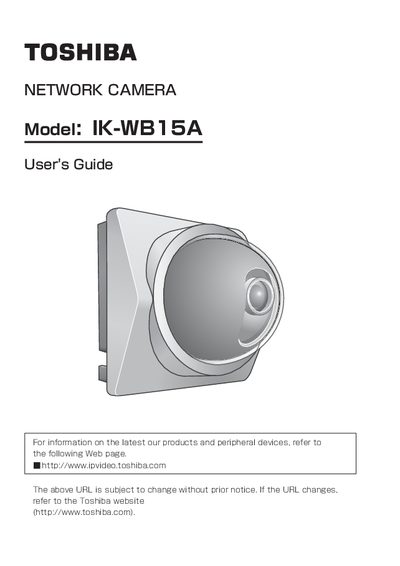 Toshiba IK-WB15A Network Camera User Manual - cover page