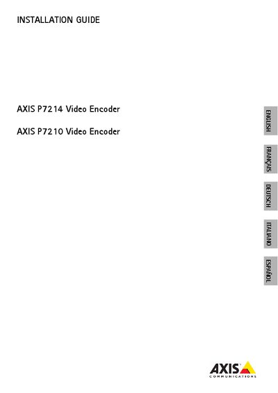 Axis P7214/P7210 Video Encoder Installation Guide - cover page