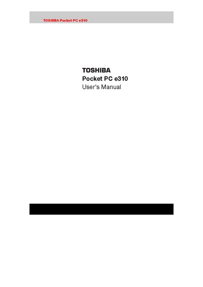 Toshiba Pocket PC e310 User Manual - cover page