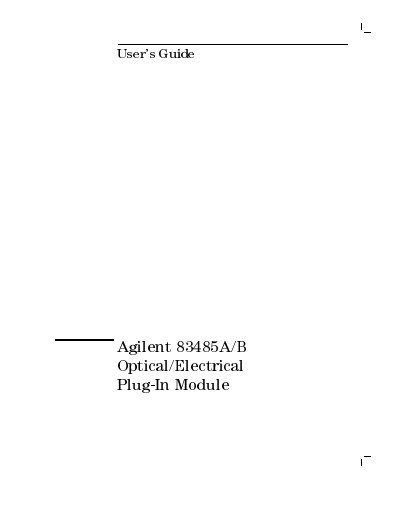 Agilent 85115A Plug‑In Module User Manual