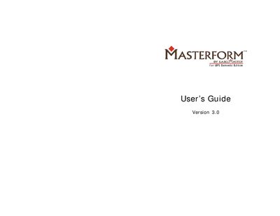 Labelmaster MASTERFORM User Guide Version 3.0 - cover page