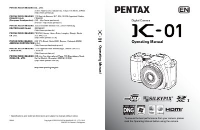 Pentax K-01 Digital Camera Operating Manual - cover page
