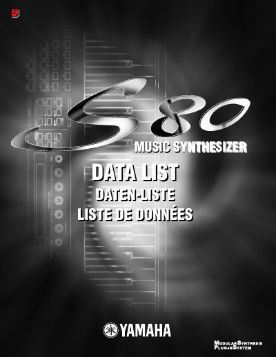 Yamaha S80 Music Synthesizer Data List - cover page