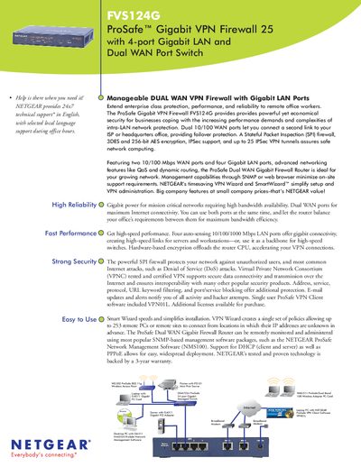 FVS124G ProSafe Gigabit VPN Firewall 25 with 4-port Gigabit LAN Dual WAN Port Switch Manual