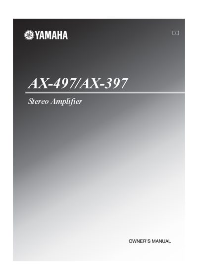 Yamaha AX-497/AX-397 Stereo Amplifier Owner's Manual - cover page